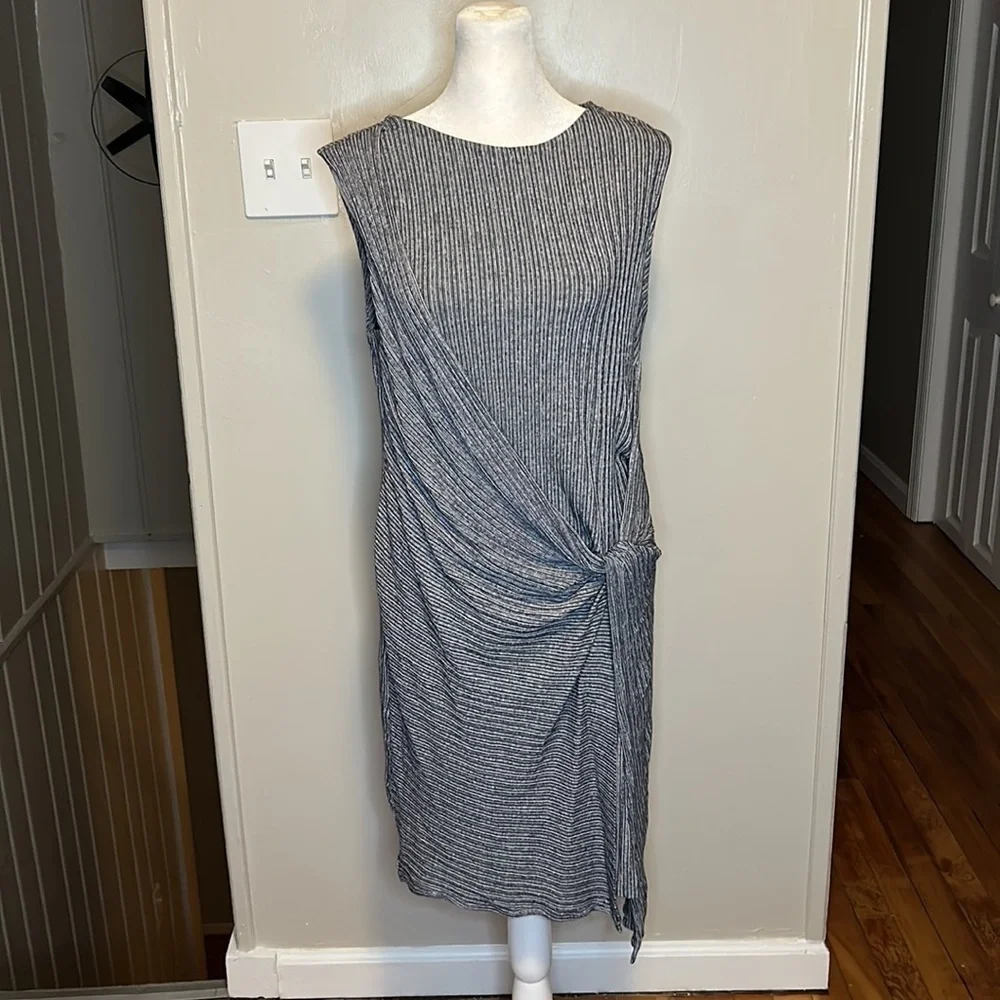 MM Lafleur The Tara Costal Jersey Tie Knot Wrap Stripe Dress Size Large